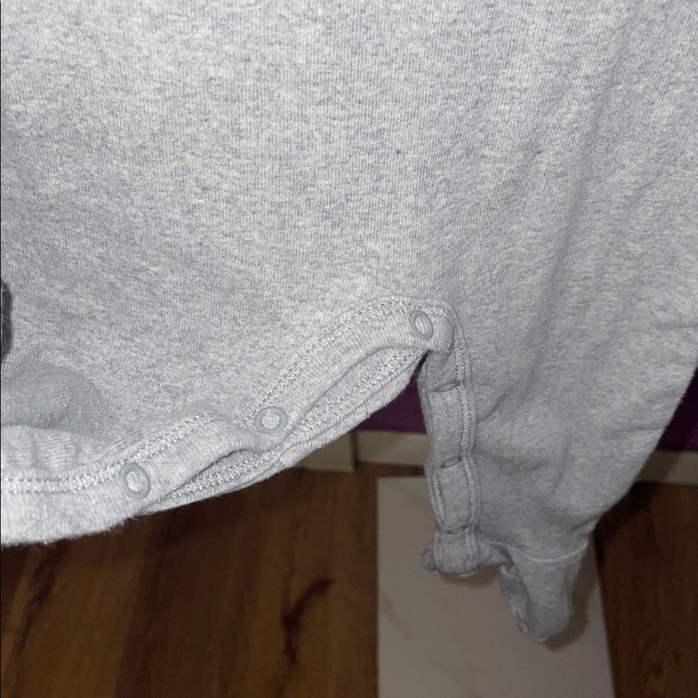 Burt's Bees Organic Cotton Baby Footie Sleeper - Gray 6-9M - Picture 6 of 8